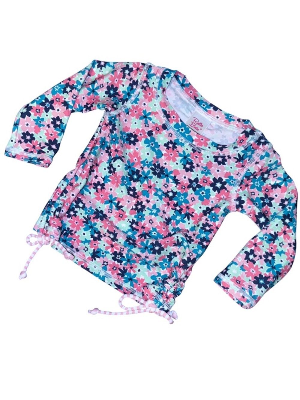 Ruffle Butts Floral Rash Guard 6-12M Long Sleeve Swim Top Adjustable Side Tie